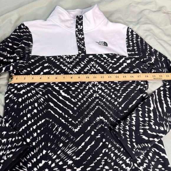 The North Face Youth sz XL Black White Glacier 1/4 Snap Pullover Fleece LS - Picture 9 of 11
